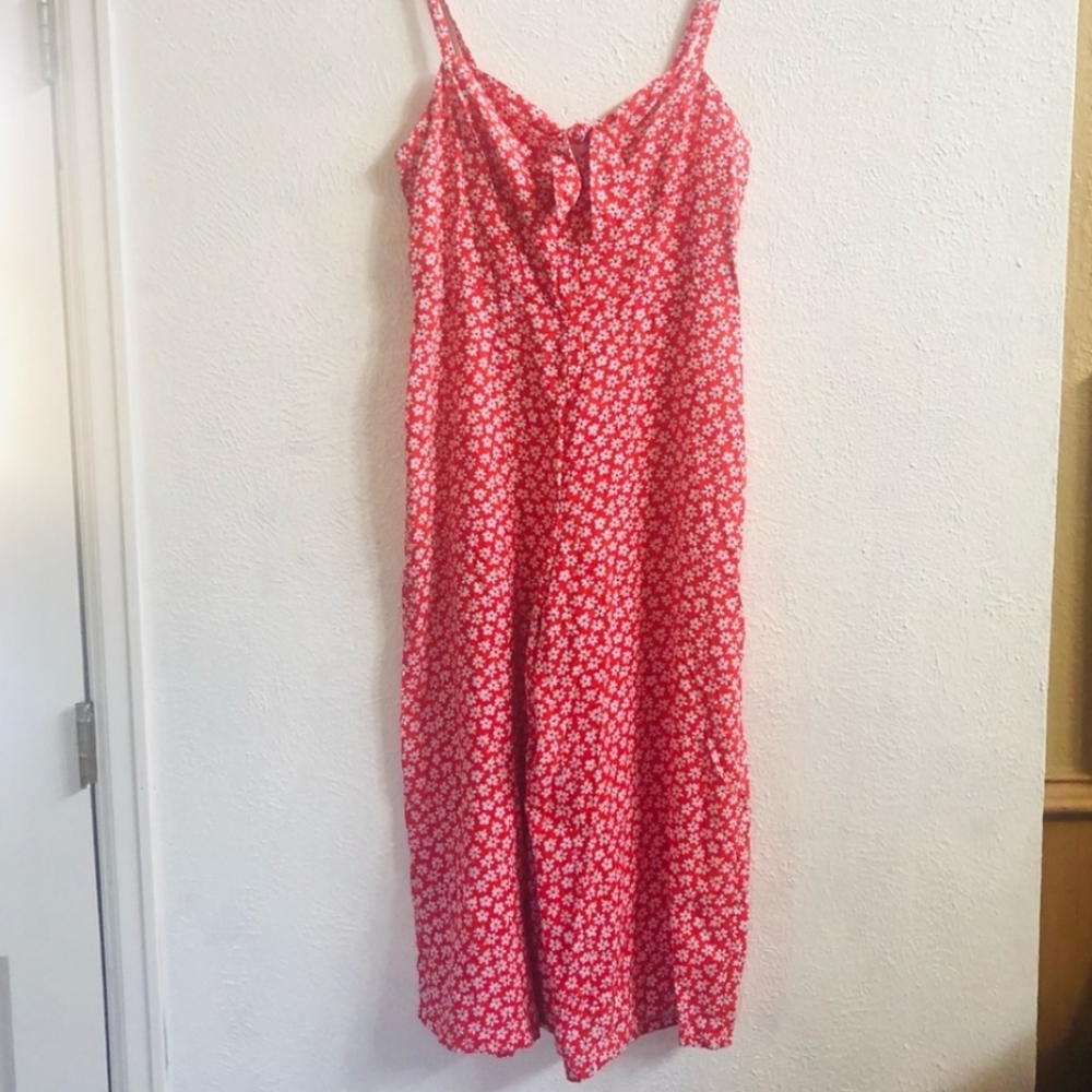 Red floral jumpsuit